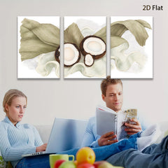 2D flat 1pc Tropical Coconut Still Life Botanical Wall Art Modern Farmhouse Decor Living Room Bedroom Gallery Wrapped Canvas Prints