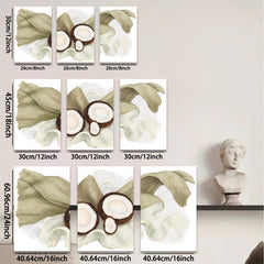 2D flat 1pc Tropical Coconut Still Life Botanical Wall Art Modern Farmhouse Decor Living Room Bedroom Gallery Wrapped Canvas Prints