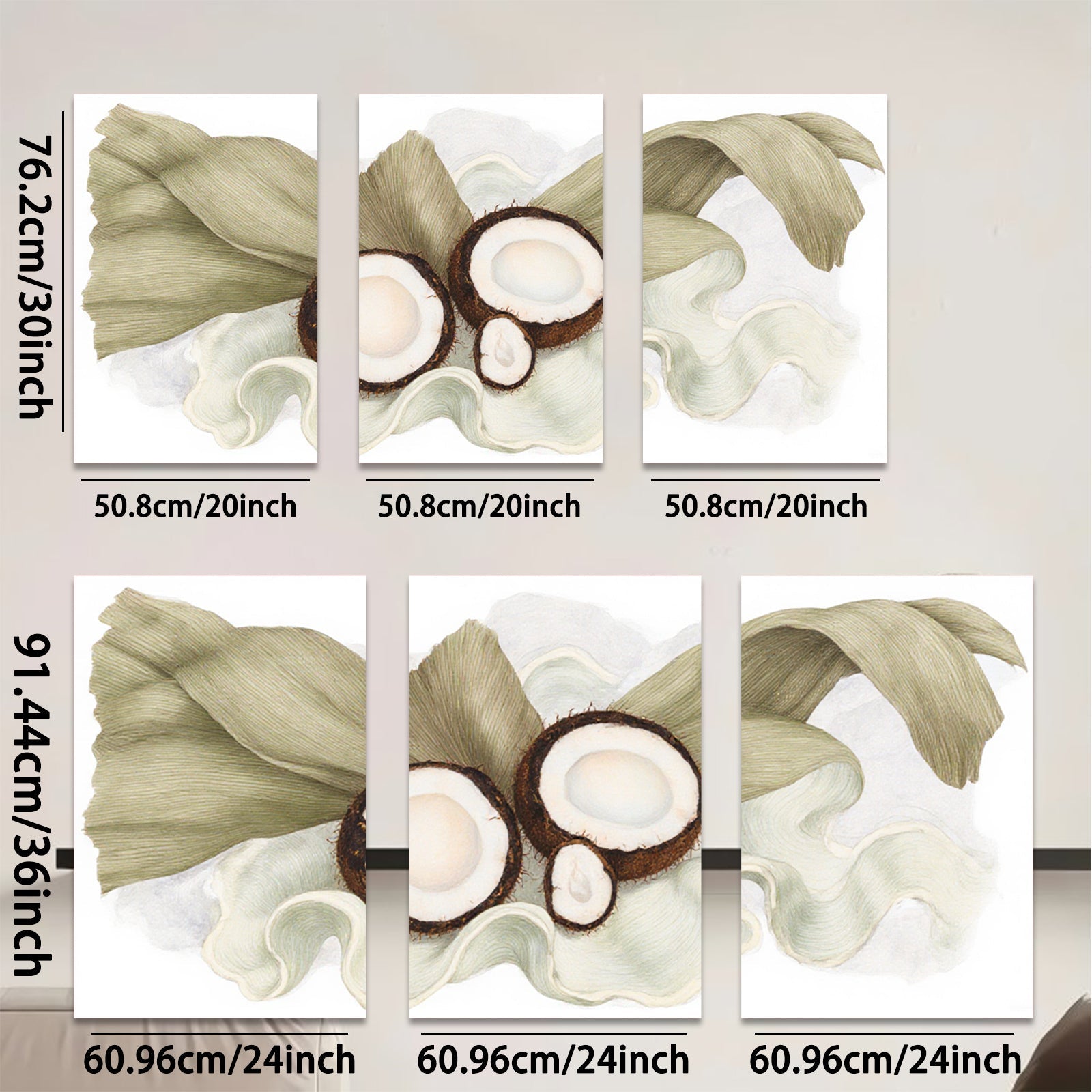 2D flat 1pc Tropical Coconut Still Life Botanical Wall Art Modern Farmhouse Decor Living Room Bedroom Gallery Wrapped Canvas Prints