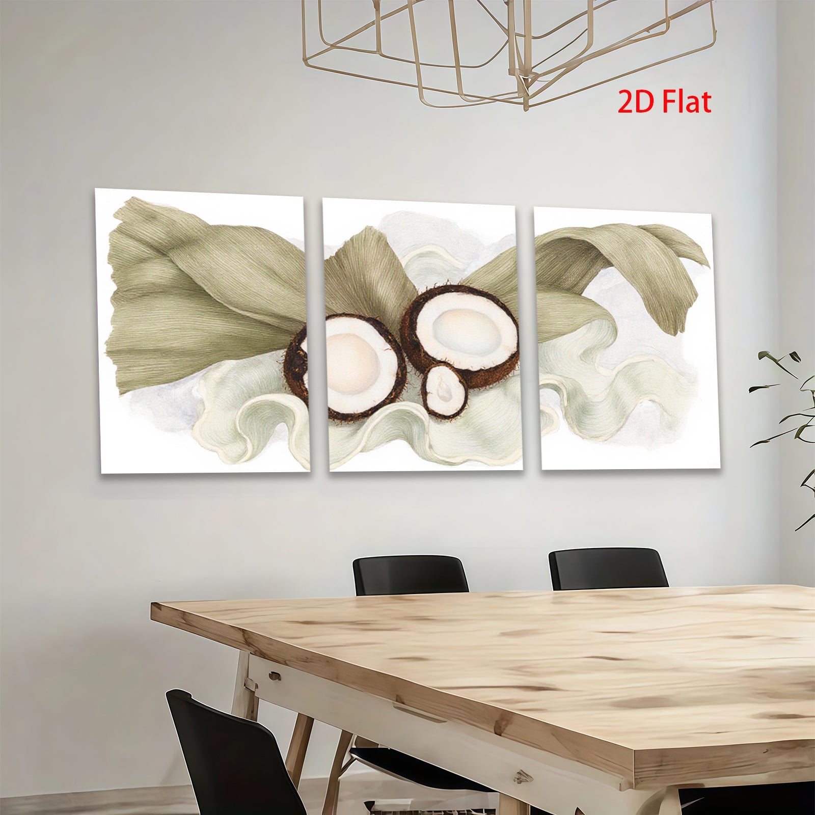 2D flat 1pc Tropical Coconut Still Life Botanical Wall Art Modern Farmhouse Decor Living Room Bedroom Gallery Wrapped Canvas Prints