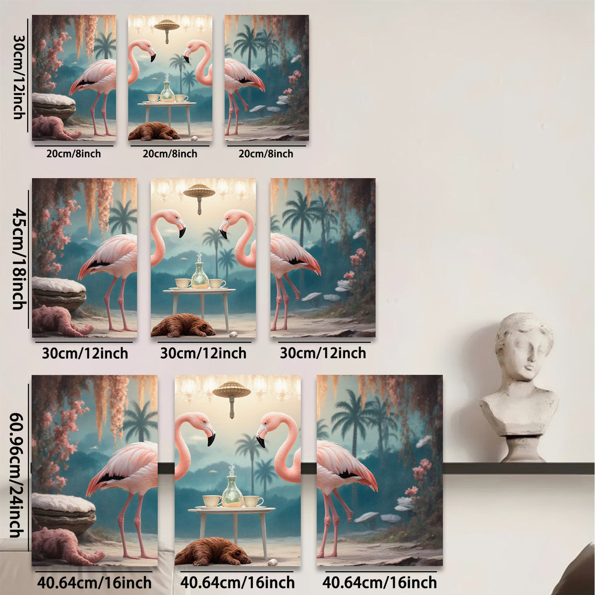 2D flat 1pc Tropical Flamingo Tea Party Whimsical Wall Art Living Room Bedroom Decor Farmhouse Style Canvas Prints Modern Home Decorations