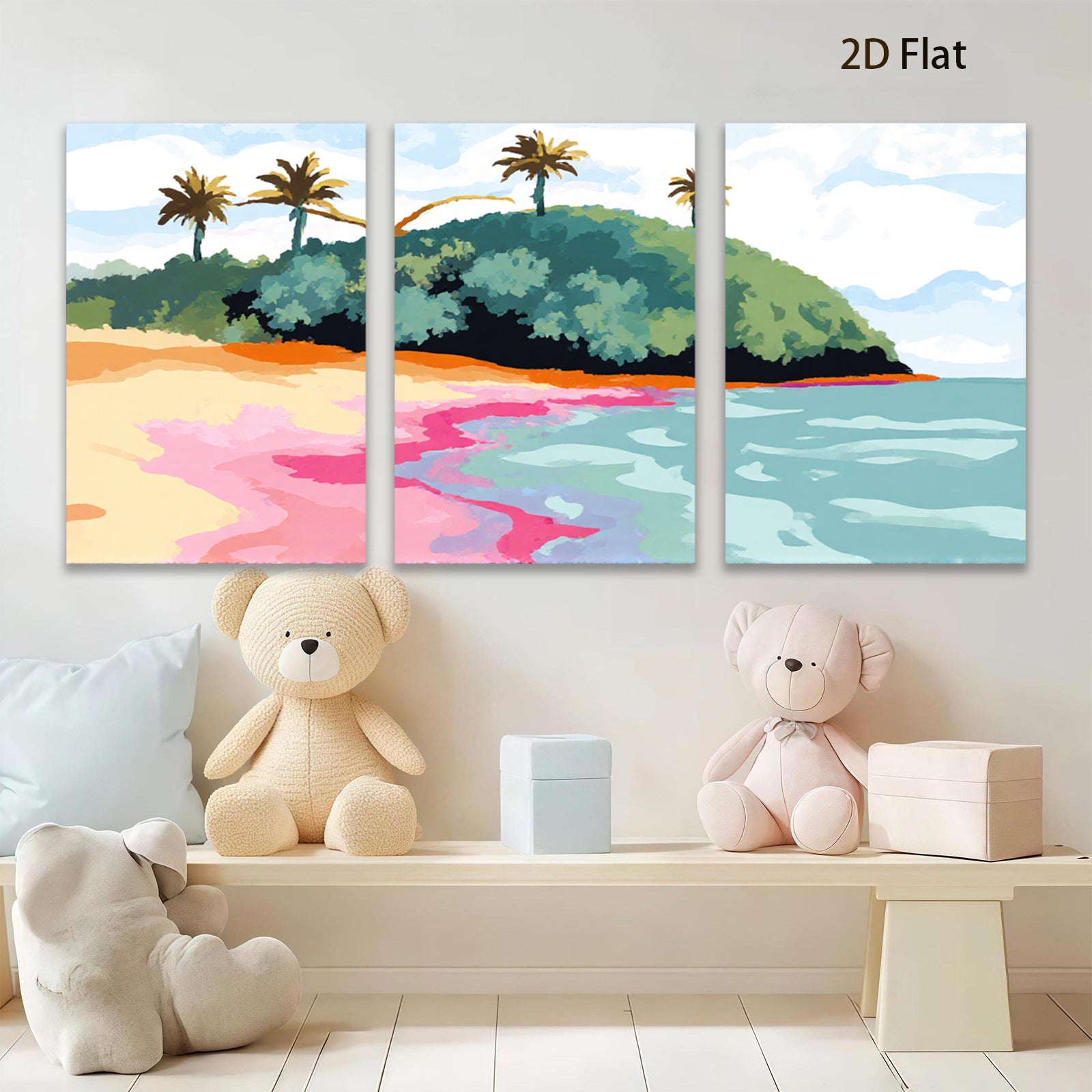 2D flat 1pc Tropical Island Beach Scene Coastal Wall Art Living Room Bedroom Decor Modern Farmhouse Style Canvas Prints for Home Decoration