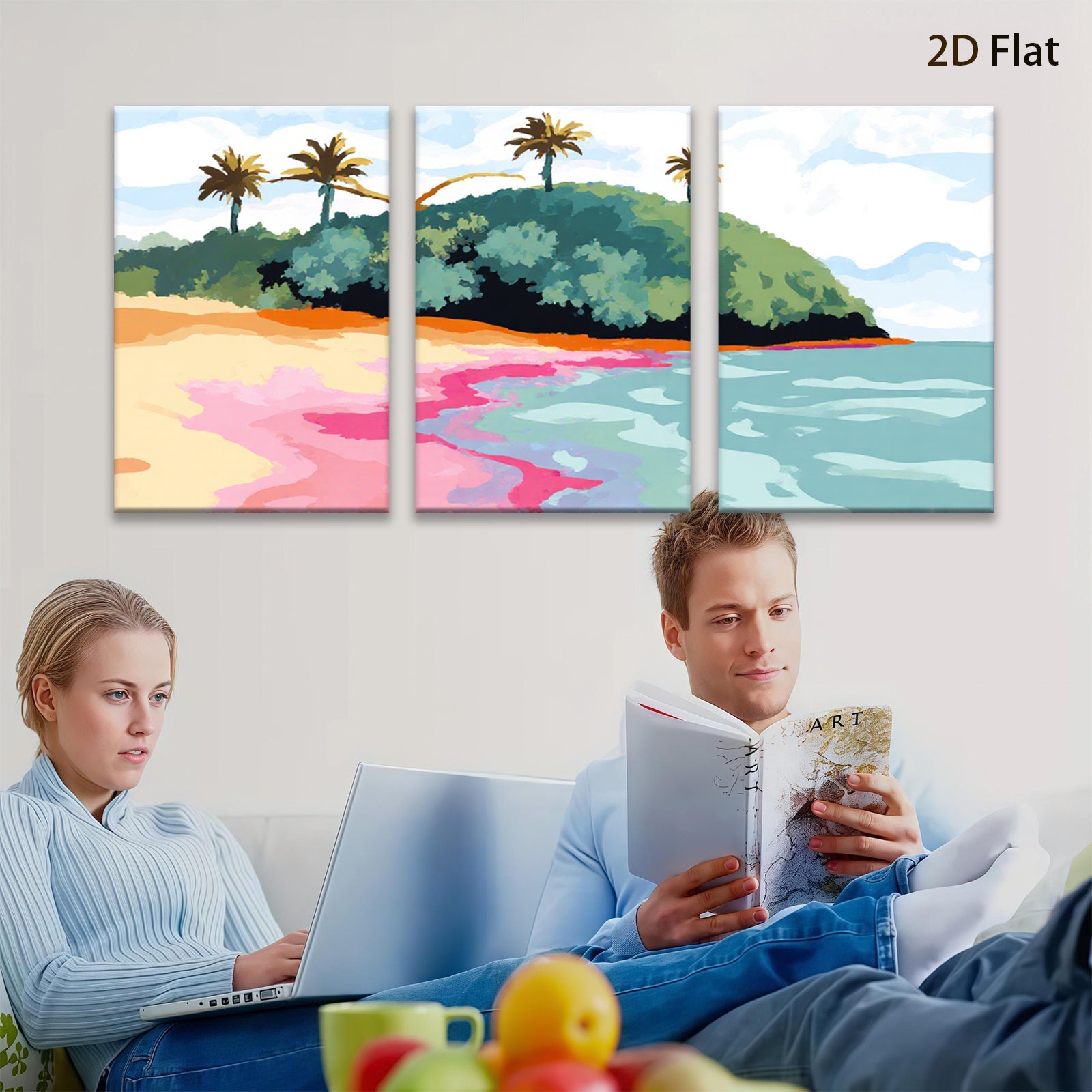2D flat 1pc Tropical Island Beach Scene Coastal Wall Art Living Room Bedroom Decor Modern Farmhouse Style Canvas Prints for Home Decoration