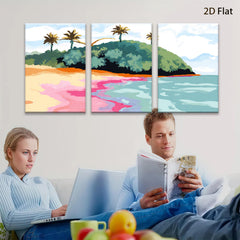 2D flat 1pc Tropical Island Beach Scene Coastal Wall Art Living Room Bedroom Decor Modern Farmhouse Style Canvas Prints for Home Decoration