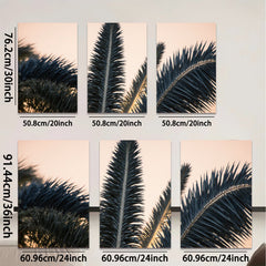 2D flat 1pc Tropical Palm Fronds Sunset Beach Wall Art Coastal Decor Living Room Bedroom Modern Farmhouse Gallery Wrapped Canvas Print Ready to Hang