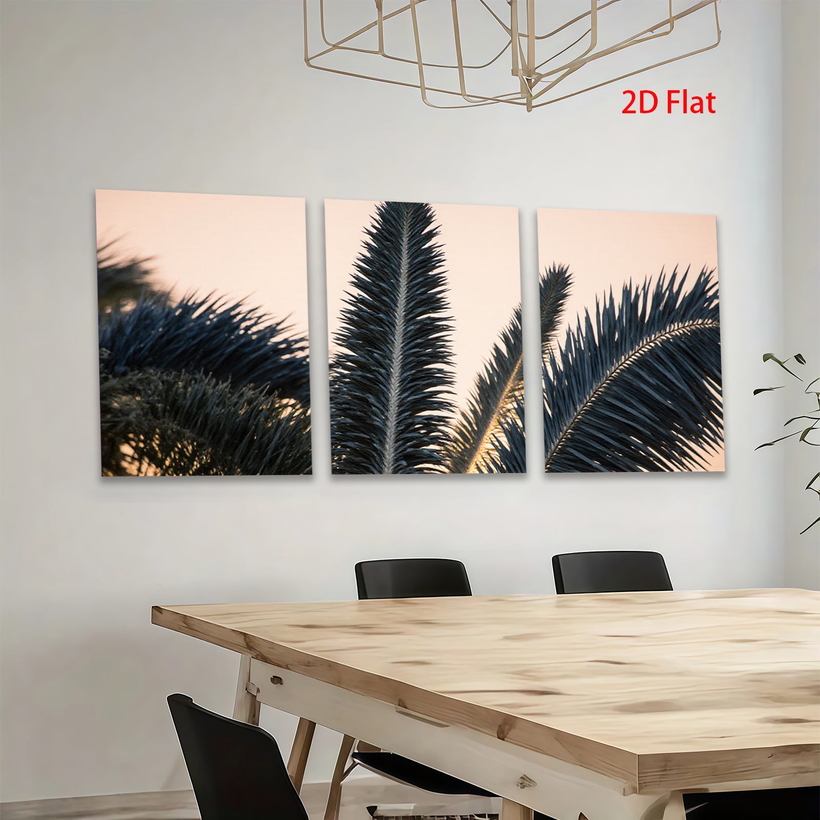 2D flat 1pc Tropical Palm Fronds Sunset Beach Wall Art Coastal Decor Living Room Bedroom Modern Farmhouse Gallery Wrapped Canvas Print Ready to Hang