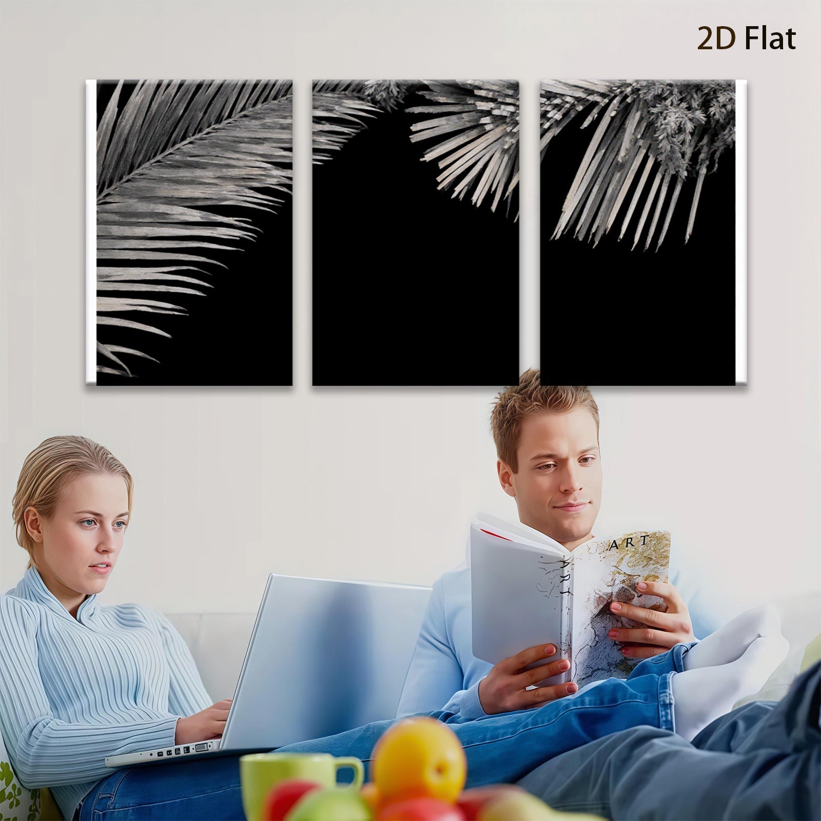 2D flat 1pc Tropical Palm Leaf Wall Art Botanical Prints Modern Farmhouse Decor Living Room Bedroom Bathroom Gallery Wrapped Canvas Prints Coastal Home Decor