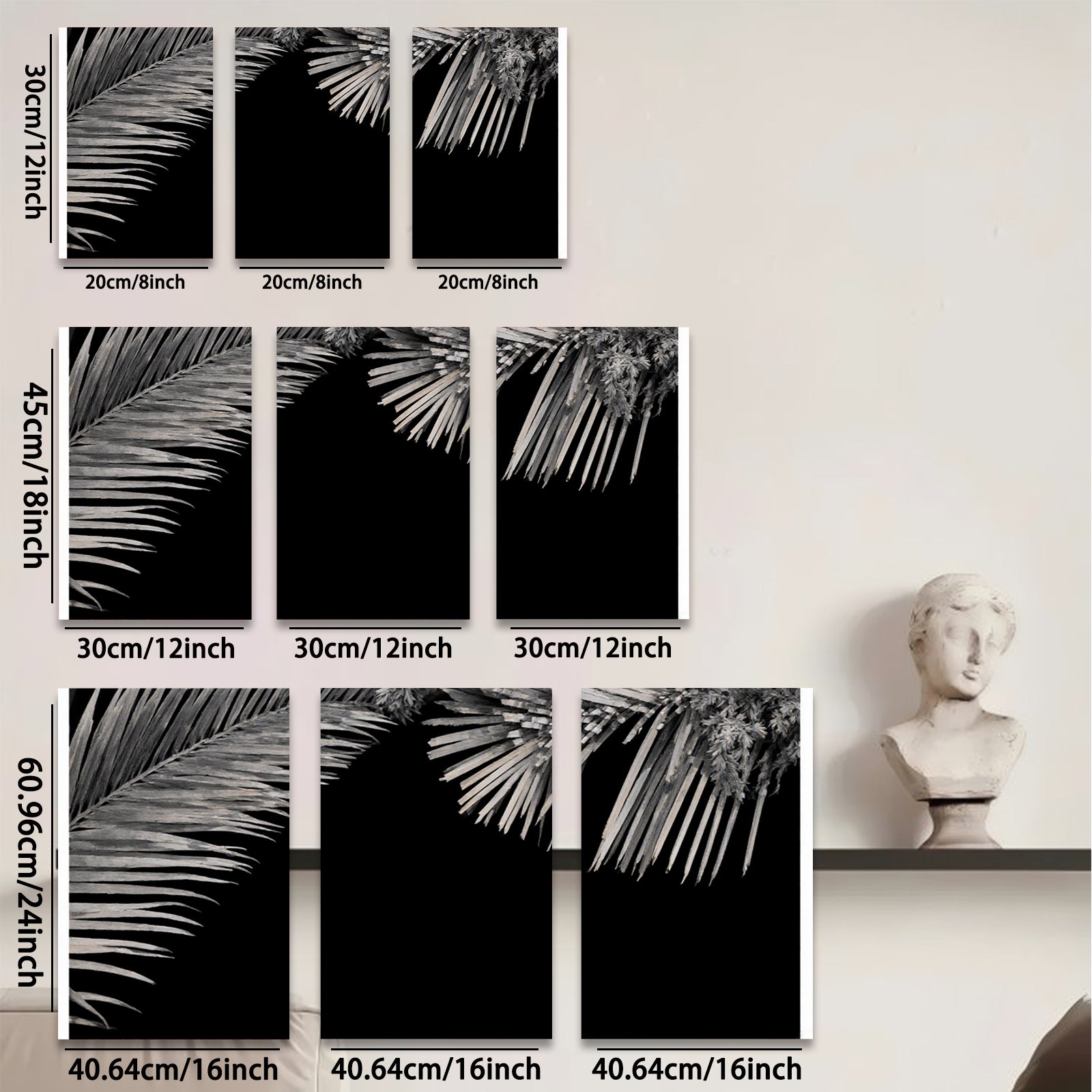2D flat 1pc Tropical Palm Leaf Wall Art Botanical Prints Modern Farmhouse Decor Living Room Bedroom Bathroom Gallery Wrapped Canvas Prints Coastal Home Decor