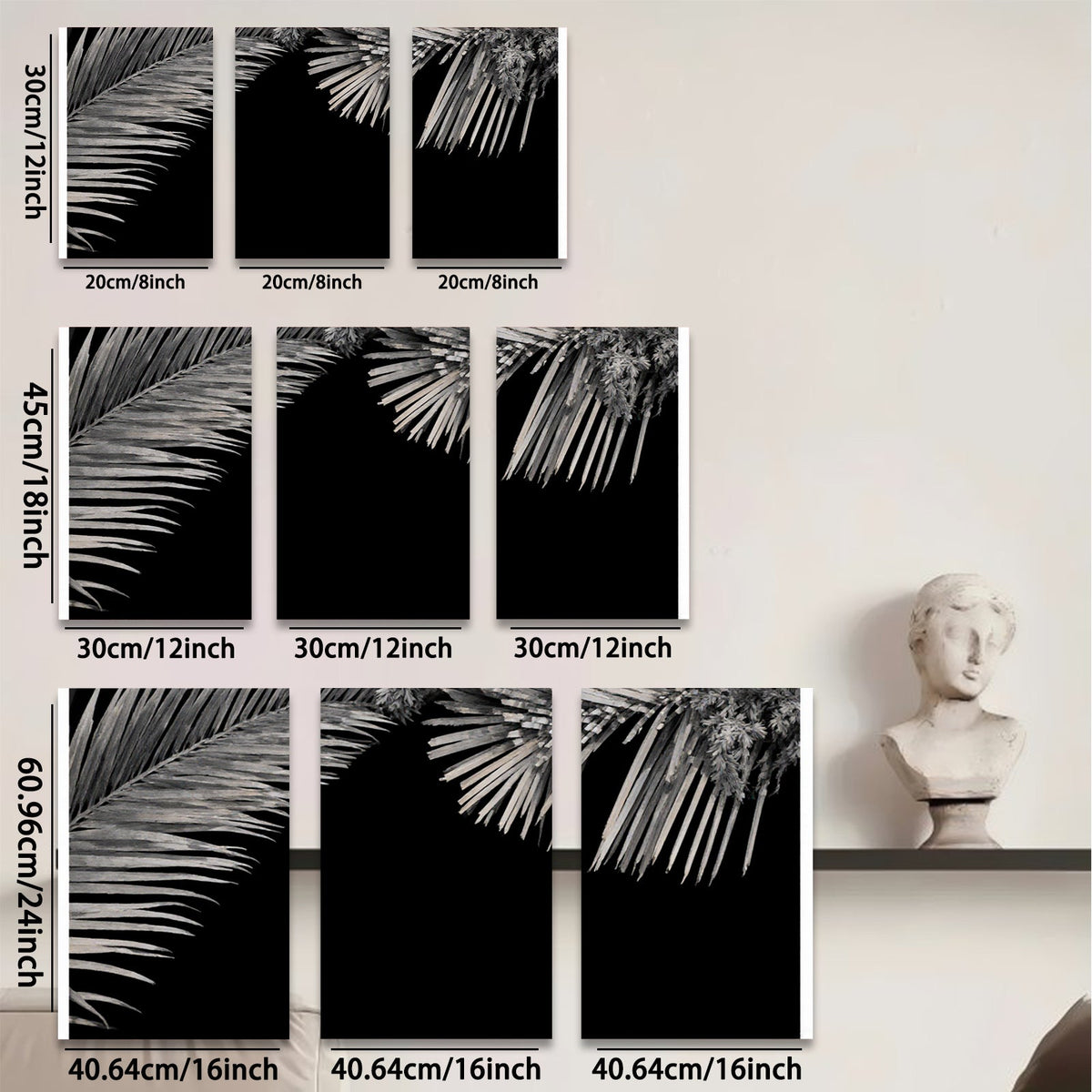 2D flat 1pc Tropical Palm Leaf Wall Art Botanical Prints Modern Farmhouse Decor Living Room Bedroom Bathroom Gallery Wrapped Canvas Prints Coastal Home Decor