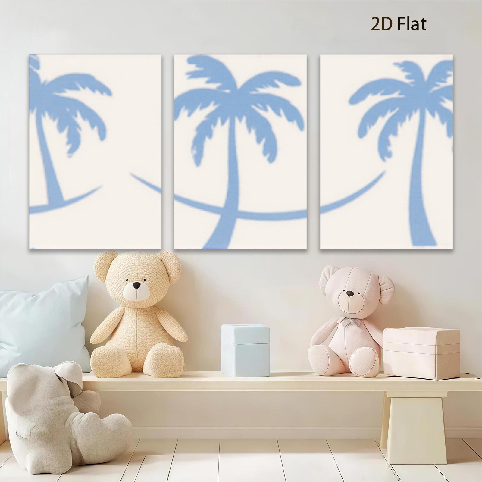 2D flat 1pc Tropical Palm Tree Silhouette Wall Art Coastal Beach Decor Living Room Bedroom Home Office Gallery Wrapped Canvas Print Modern Farmhouse Style Trending Now