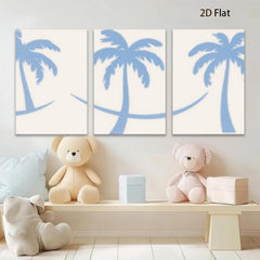 2D flat 1pc Tropical Palm Tree Silhouette Wall Art Coastal Beach Decor Living Room Bedroom Home Office Gallery Wrapped Canvas Print Modern Farmhouse Style Trending Now