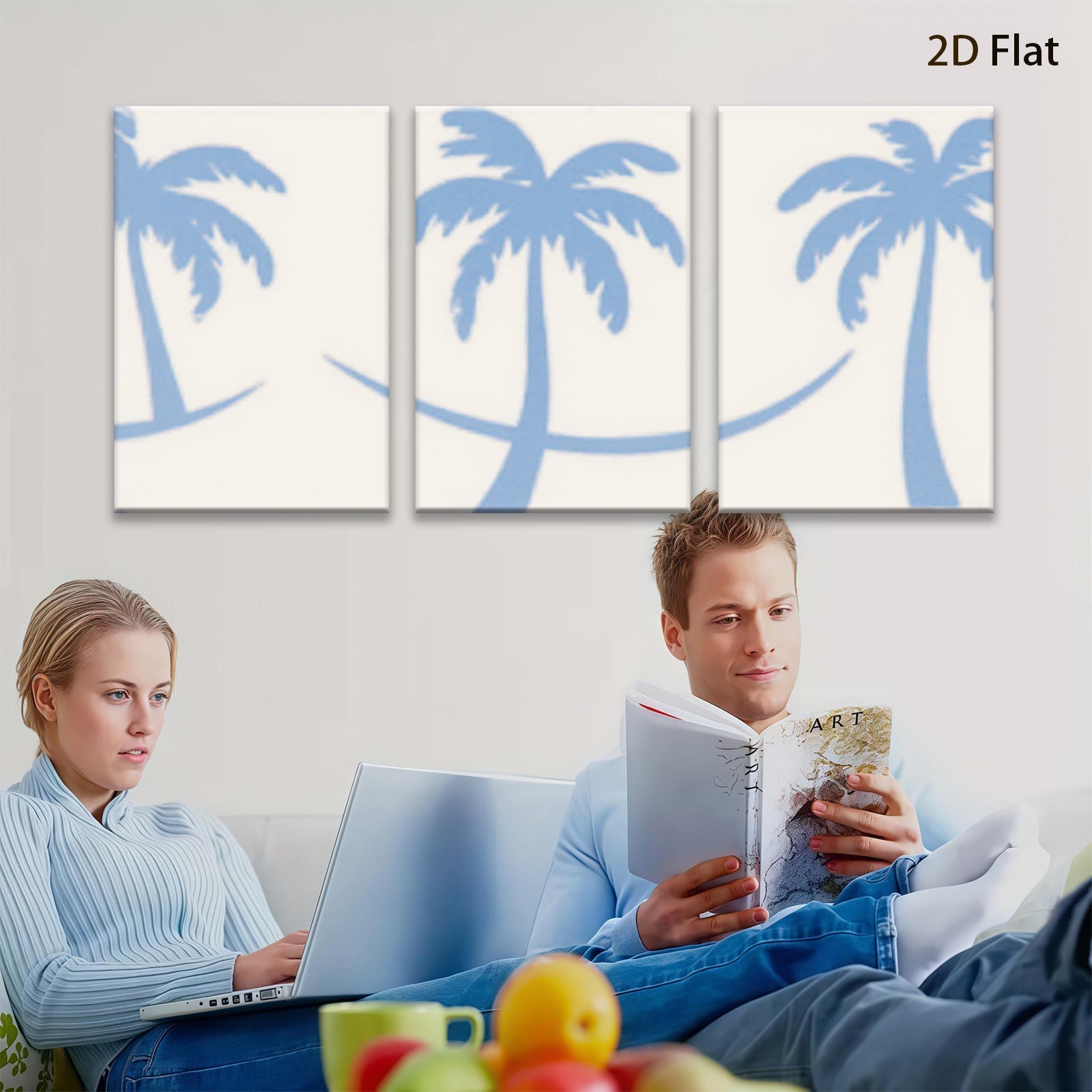 2D flat 1pc Tropical Palm Tree Silhouette Wall Art Coastal Beach Decor Living Room Bedroom Home Office Gallery Wrapped Canvas Print Modern Farmhouse Style Trending Now