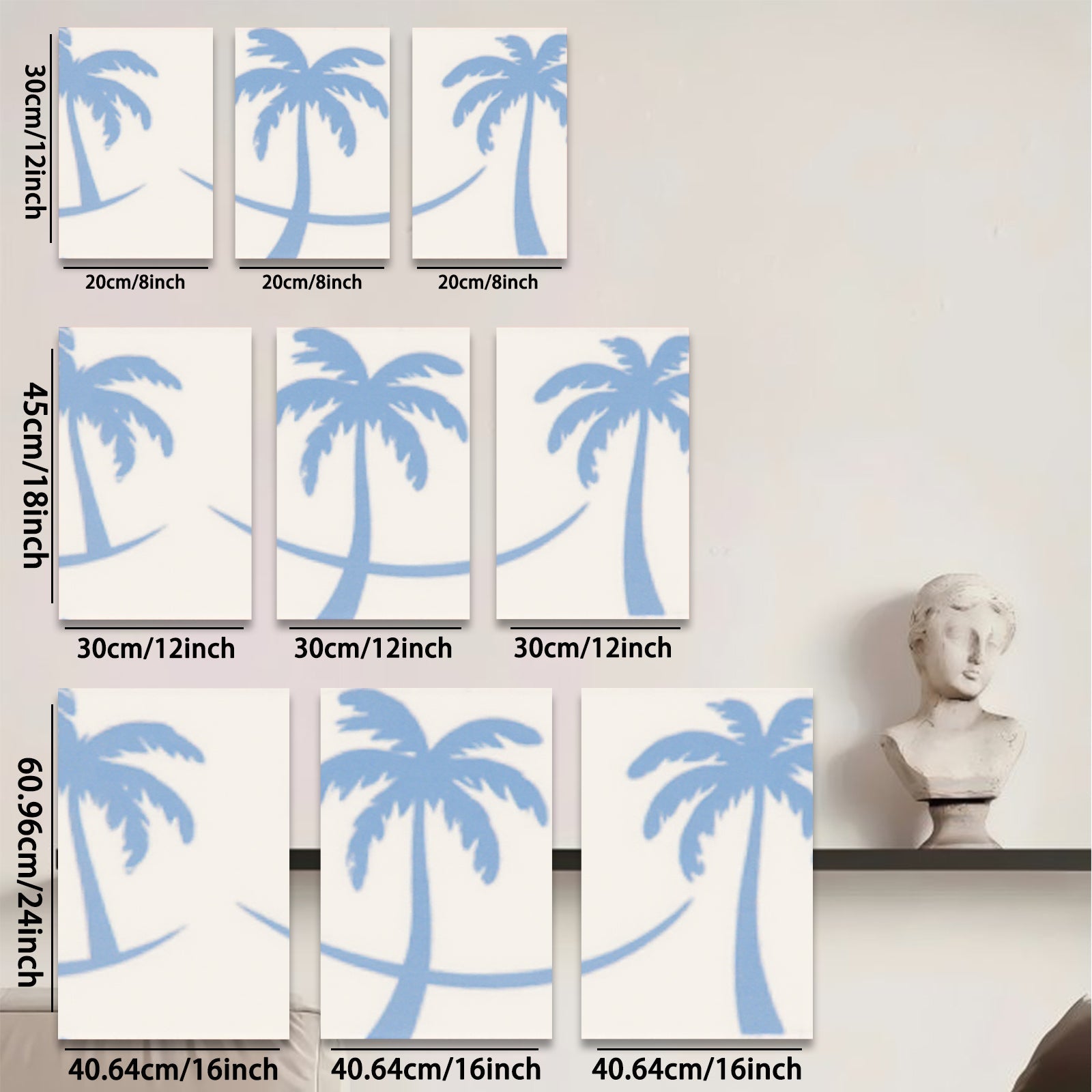 2D flat 1pc Tropical Palm Tree Silhouette Wall Art Coastal Beach Decor Living Room Bedroom Home Office Gallery Wrapped Canvas Print Modern Farmhouse Style Trending Now