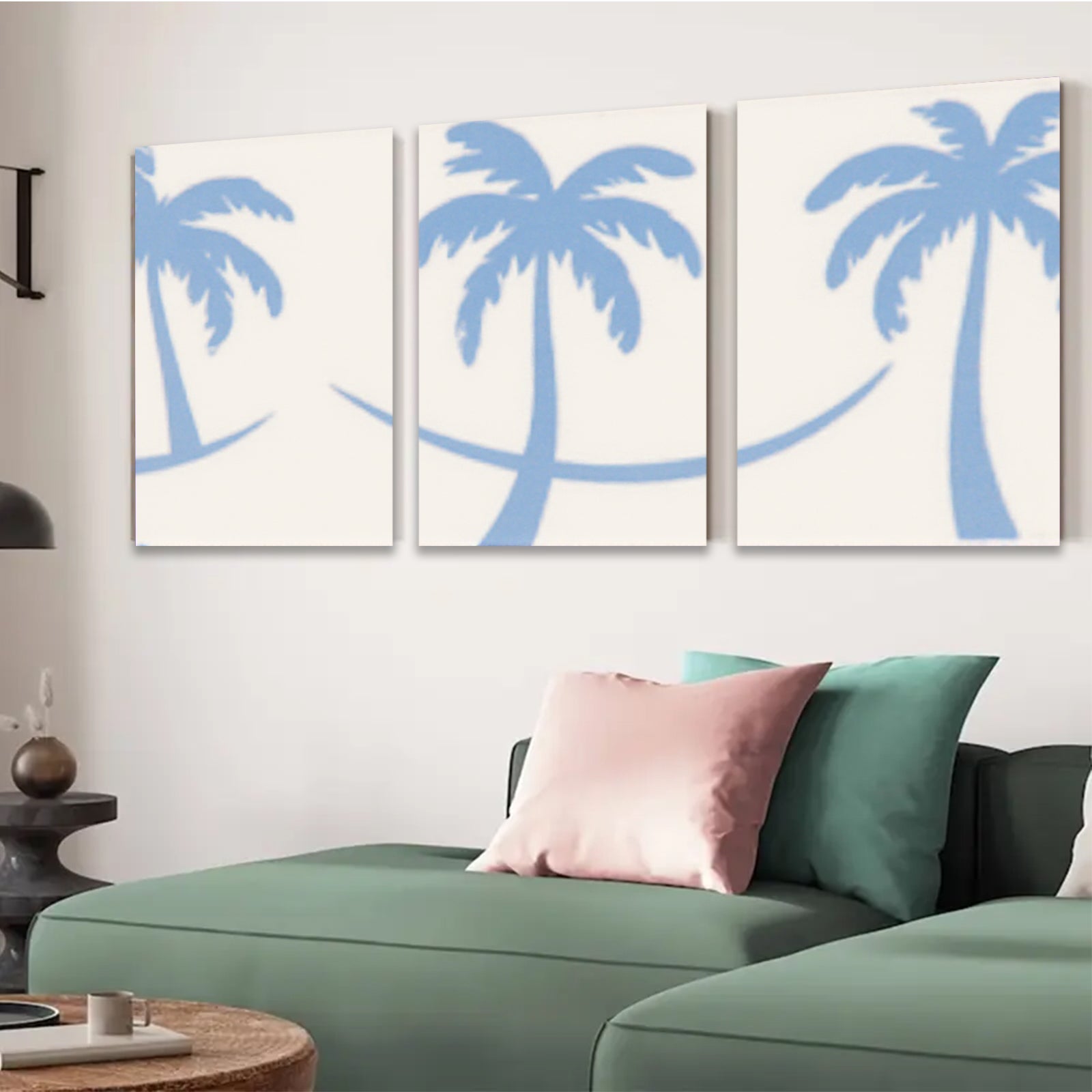 2D flat 1pc Tropical Palm Tree Silhouette Wall Art Coastal Beach Decor Living Room Bedroom Home Office Gallery Wrapped Canvas Print Modern Farmhouse Style Trending Now