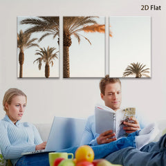 2D flat 1pc Tropical Palm Trees Coastal Beach Wall Art Living Room Bedroom Decor Modern Farmhouse Gallery Wrapped Canvas Prints Ready to Hang