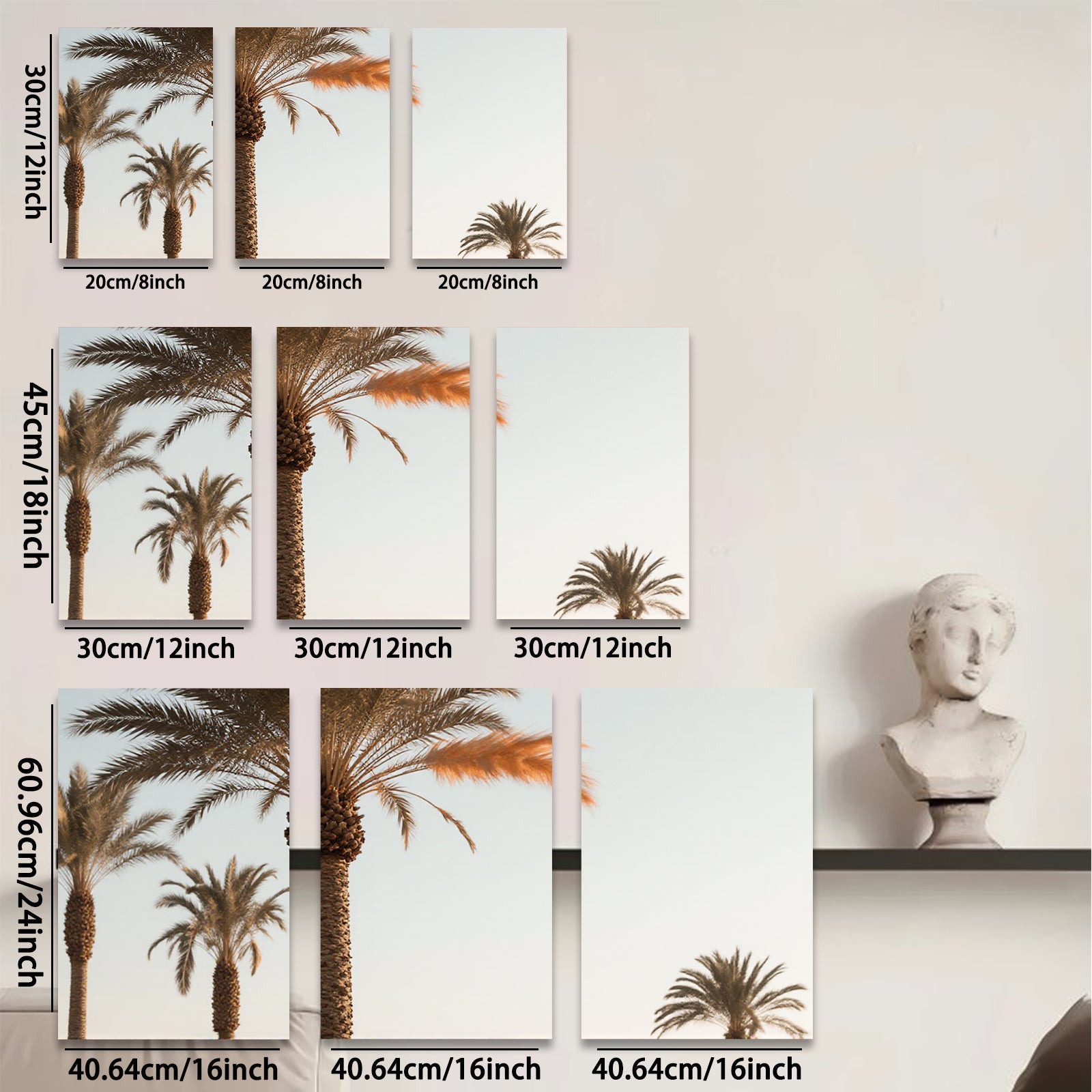 2D flat 1pc Tropical Palm Trees Coastal Beach Wall Art Living Room Bedroom Decor Modern Farmhouse Gallery Wrapped Canvas Prints Ready to Hang