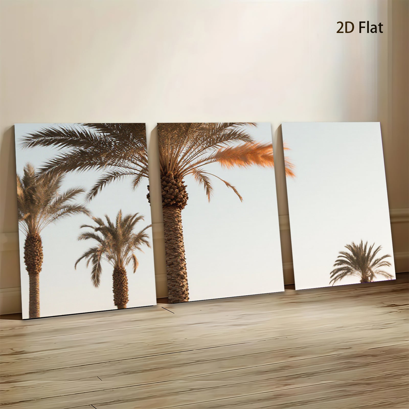 2D flat 1pc Tropical Palm Trees Coastal Beach Wall Art Living Room Bedroom Decor Modern Farmhouse Gallery Wrapped Canvas Prints Ready to Hang