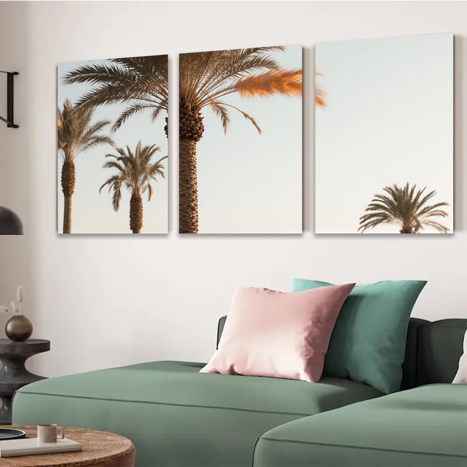 2D flat 1pc Tropical Palm Trees Coastal Beach Wall Art Living Room Bedroom Decor Modern Farmhouse Gallery Wrapped Canvas Prints Ready to Hang