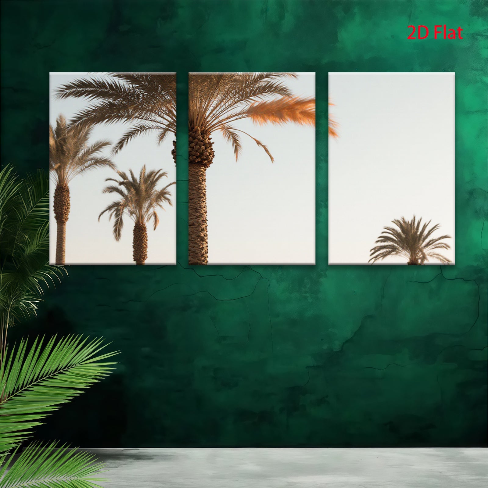 2D flat 1pc Tropical Palm Trees Coastal Beach Wall Art Living Room Bedroom Decor Modern Farmhouse Gallery Wrapped Canvas Prints Ready to Hang