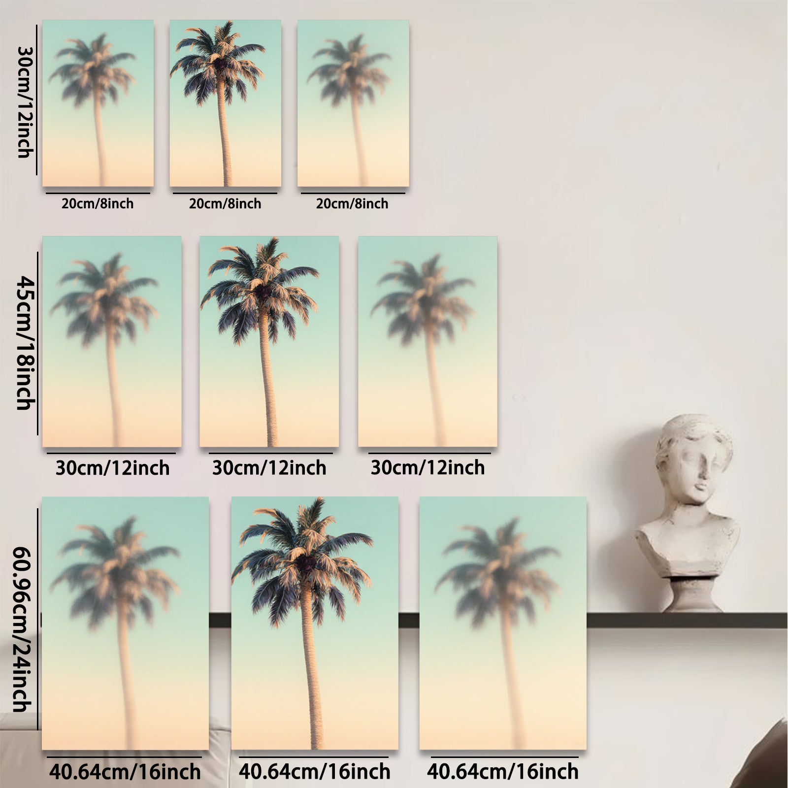 2D flat 1pc Tropical Palm Trees Sunset Beach Wall Art Canvas Prints for Living Room Bedroom Home Decor Coastal Modern Farmhouse Style Gallery Wrapped Ready to Hang