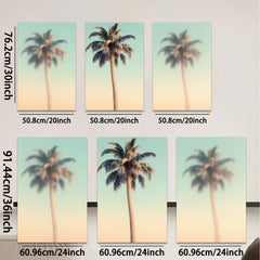 2D flat 1pc Tropical Palm Trees Sunset Beach Wall Art Canvas Prints for Living Room Bedroom Home Decor Coastal Modern Farmhouse Style Gallery Wrapped Ready to Hang