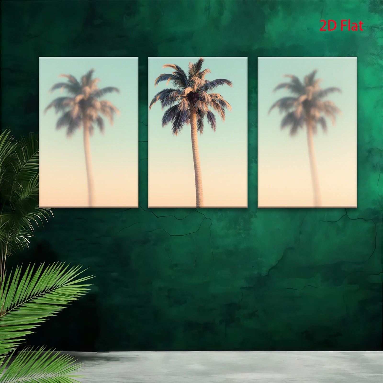 2D flat 1pc Tropical Palm Trees Sunset Beach Wall Art Canvas Prints for Living Room Bedroom Home Decor Coastal Modern Farmhouse Style Gallery Wrapped Ready to Hang