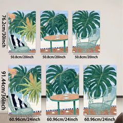 2D flat 1pc Tropical Patio Scene with Palm Fronds vibrant colors living room bedroom gallery wall decor farmhouse style