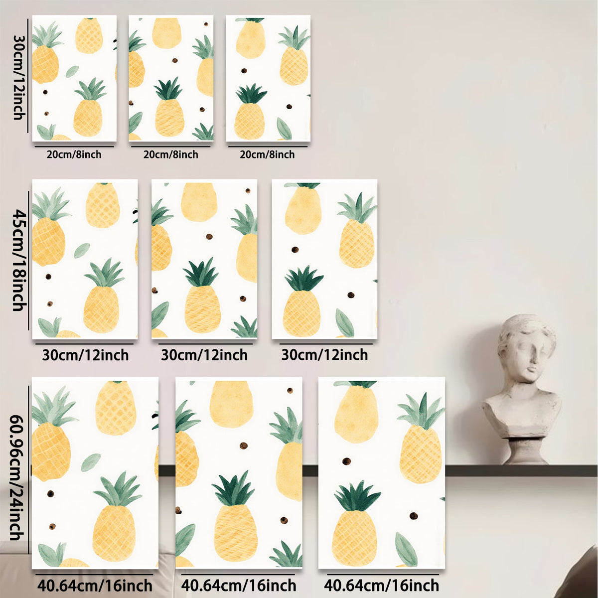 2D flat 1pc Tropical Pineapple Wall Art Modern Fruit Canvas Print Living Room Bedroom Home Decor Farmhouse Style Gallery Wrapped Ready to Hang