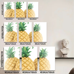 2D flat 1pc Tropical Pineapples Vibrant Kitchen Wall Decor Modern Farmhouse Living Room Canvas Print Coastal Beach Artwork Gallery Wrapped Ready to Hang