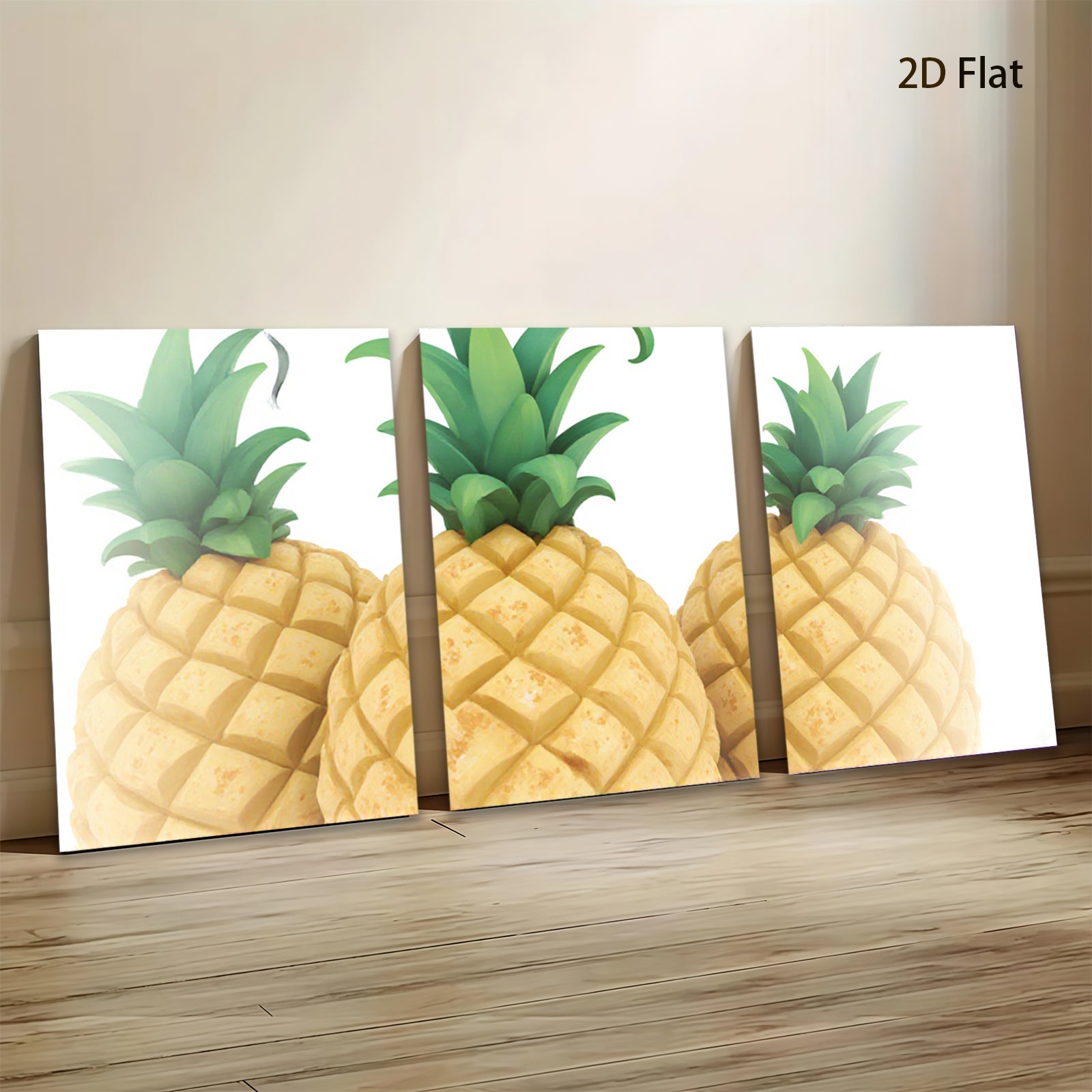 2D flat 1pc Tropical Pineapples Vibrant Kitchen Wall Decor Modern Farmhouse Living Room Canvas Print Coastal Beach Artwork Gallery Wrapped Ready to Hang