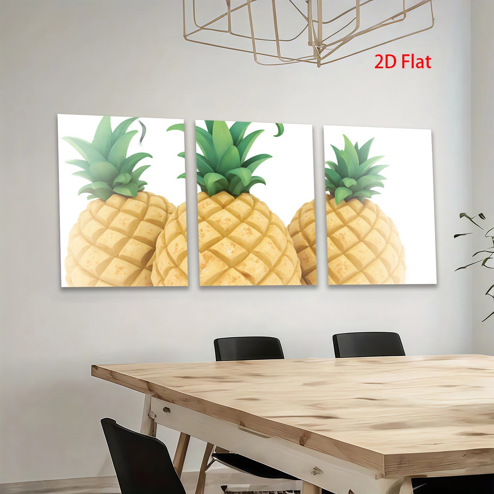 2D flat 1pc Tropical Pineapples Vibrant Kitchen Wall Decor Modern Farmhouse Living Room Canvas Print Coastal Beach Artwork Gallery Wrapped Ready to Hang