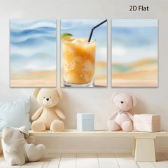 2D flat 1pc Tropical Sunset Beach Drink Coastal Wall Art Living Room Bedroom Decor Farmhouse Style Modern Canvas Prints for Home Office Gallery Wrapped