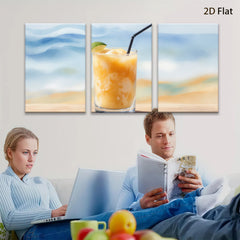2D flat 1pc Tropical Sunset Beach Drink Coastal Wall Art Living Room Bedroom Decor Farmhouse Style Modern Canvas Prints for Home Office Gallery Wrapped