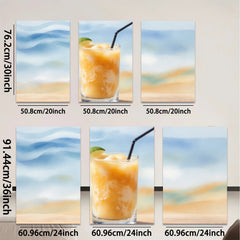 2D flat 1pc Tropical Sunset Beach Drink Coastal Wall Art Living Room Bedroom Decor Farmhouse Style Modern Canvas Prints for Home Office Gallery Wrapped