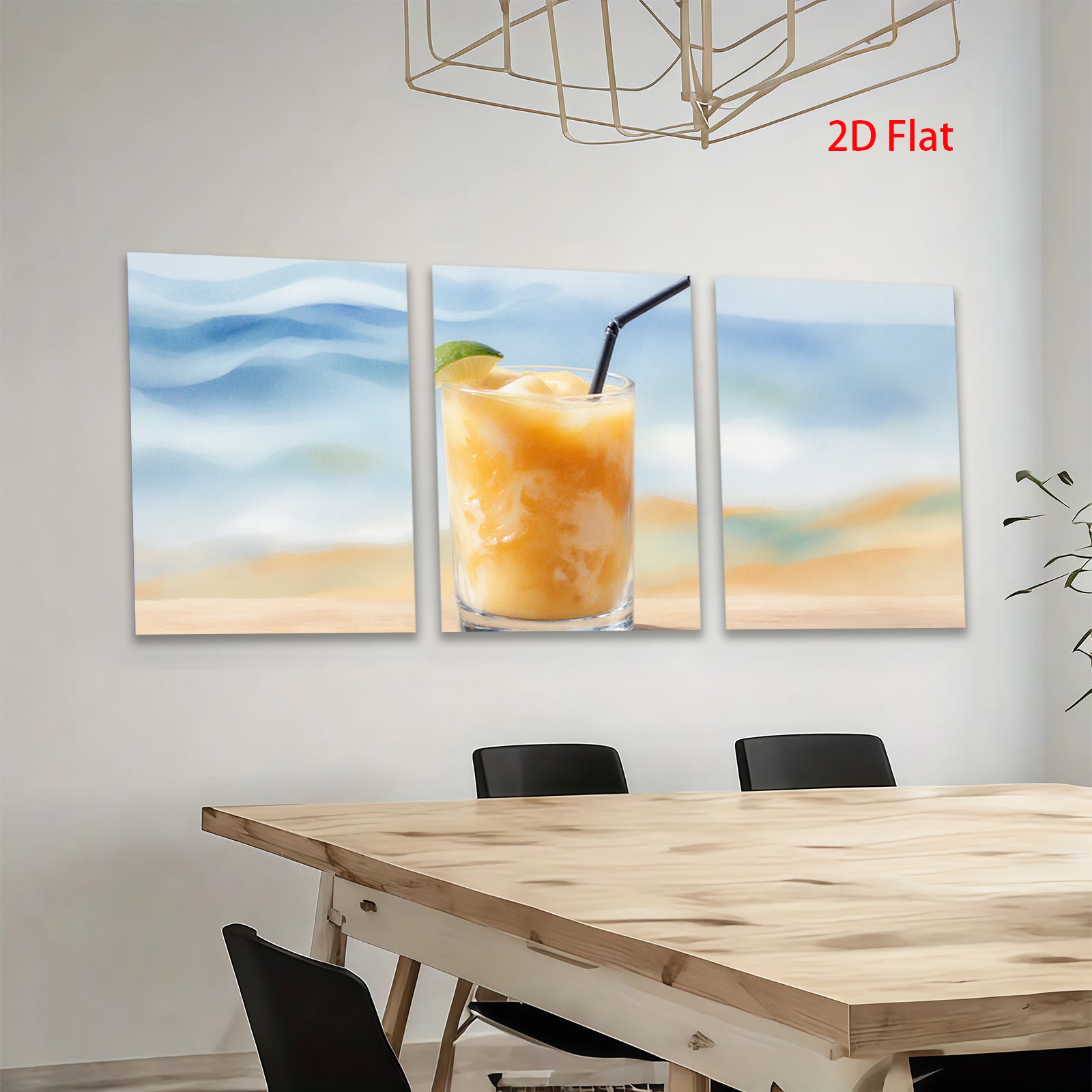 2D flat 1pc Tropical Sunset Beach Drink Coastal Wall Art Living Room Bedroom Decor Farmhouse Style Modern Canvas Prints for Home Office Gallery Wrapped