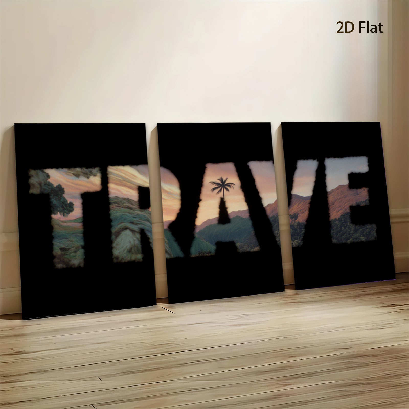 2D flat 1pc Tropical Sunset Mountain Landscape Wall Art Canvas Prints for Living Room Bedroom Home Decor Farmhouse Style Rustic Modern Gallery Wrapped Ready to Hang