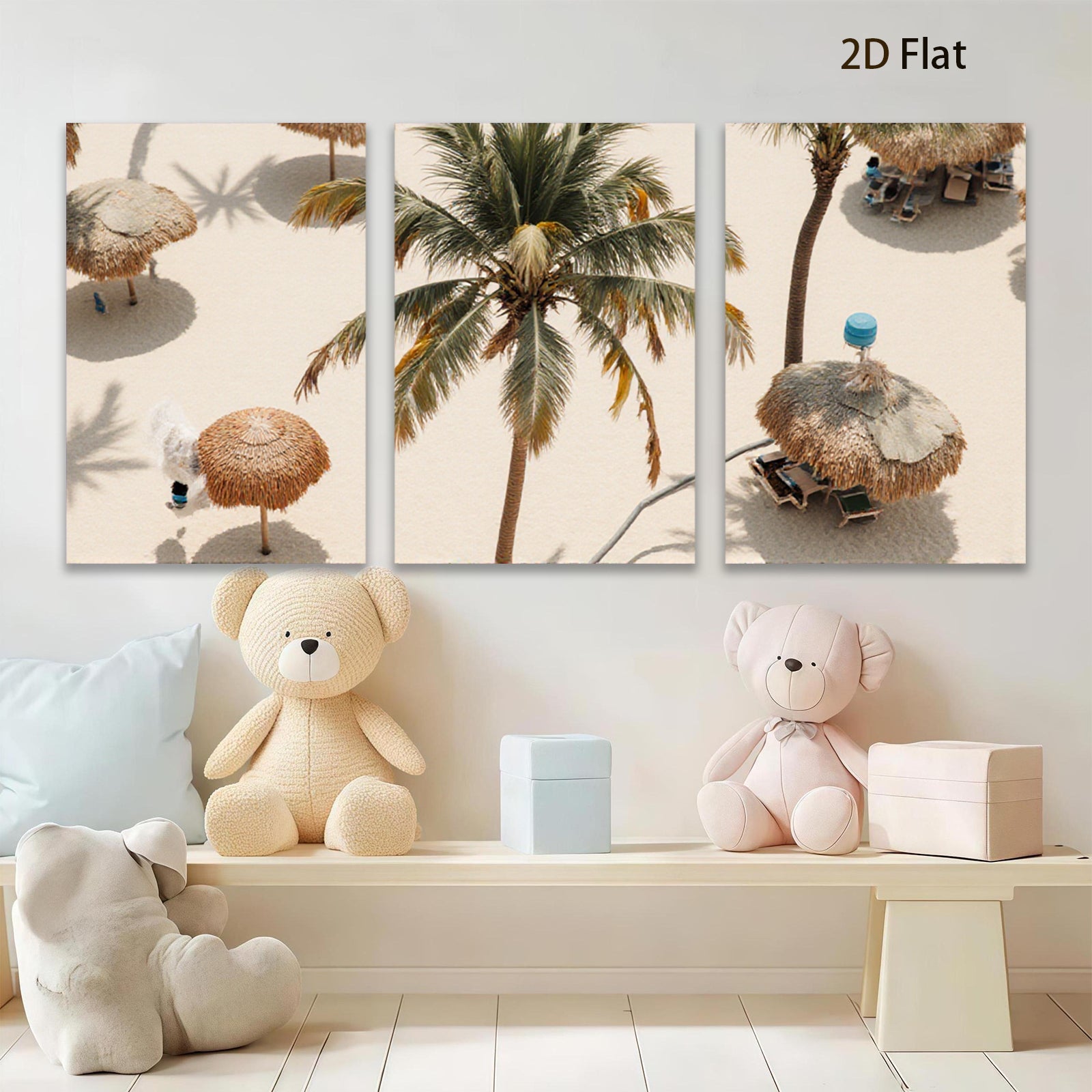 2D flat 1pc Tropical beach palm umbrellas coastal living room bedroom wall decor farmhouse style modern art canvas prints for home decoration