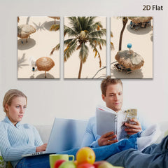 2D flat 1pc Tropical beach palm umbrellas coastal living room bedroom wall decor farmhouse style modern art canvas prints for home decoration