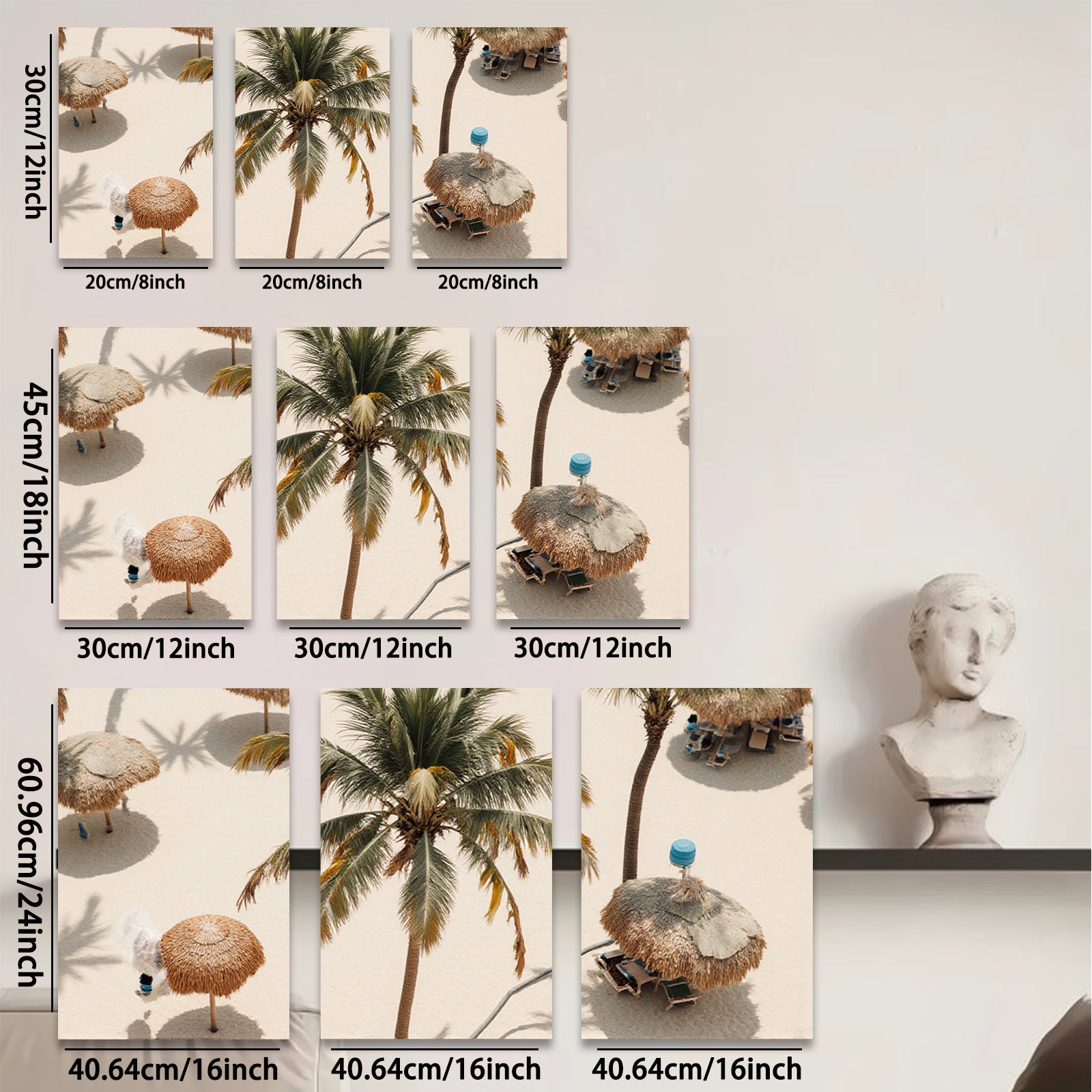 2D flat 1pc Tropical beach palm umbrellas coastal living room bedroom wall decor farmhouse style modern art canvas prints for home decoration