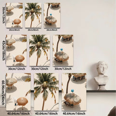 2D flat 1pc Tropical beach palm umbrellas coastal living room bedroom wall decor farmhouse style modern art canvas prints for home decoration