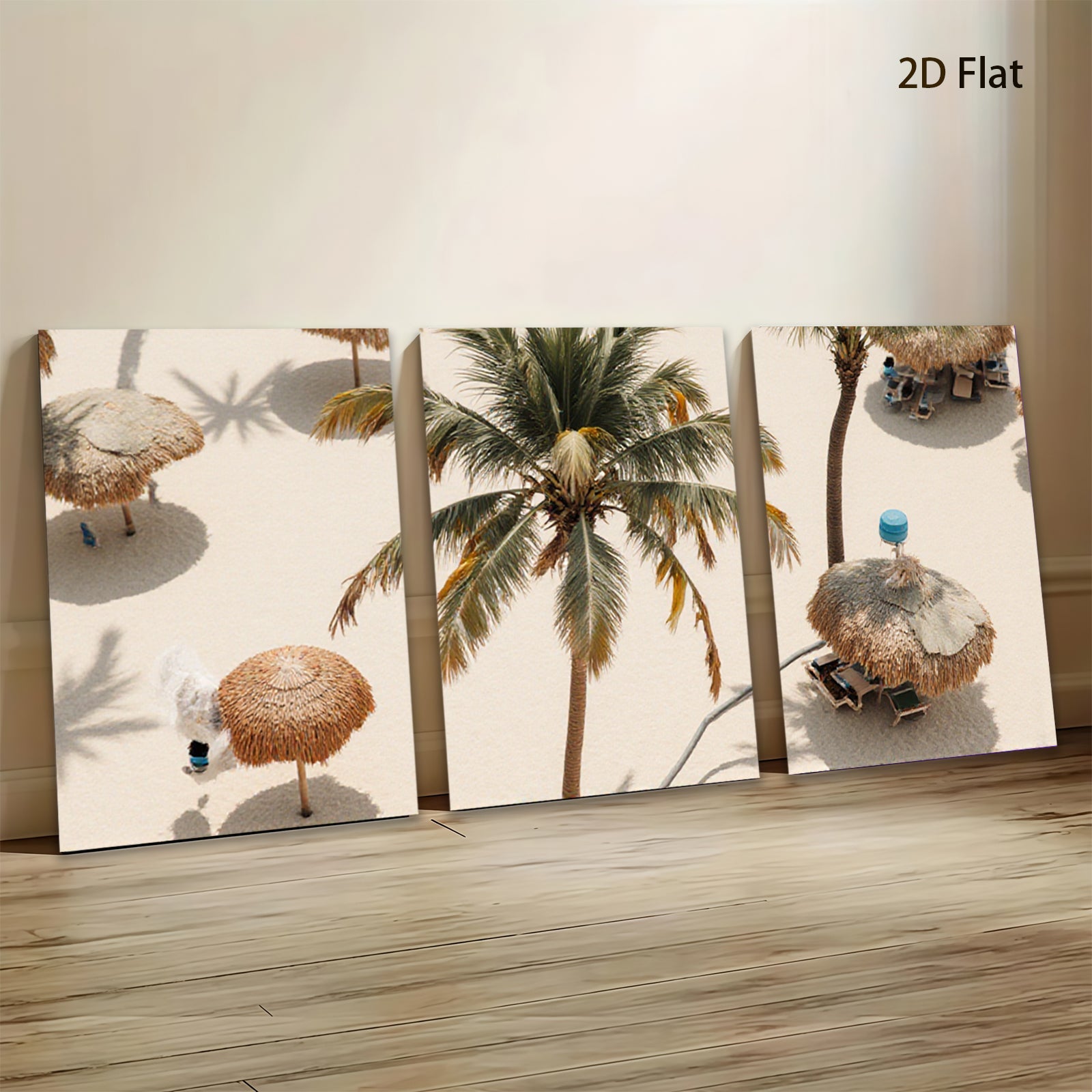 2D flat 1pc Tropical beach palm umbrellas coastal living room bedroom wall decor farmhouse style modern art canvas prints for home decoration