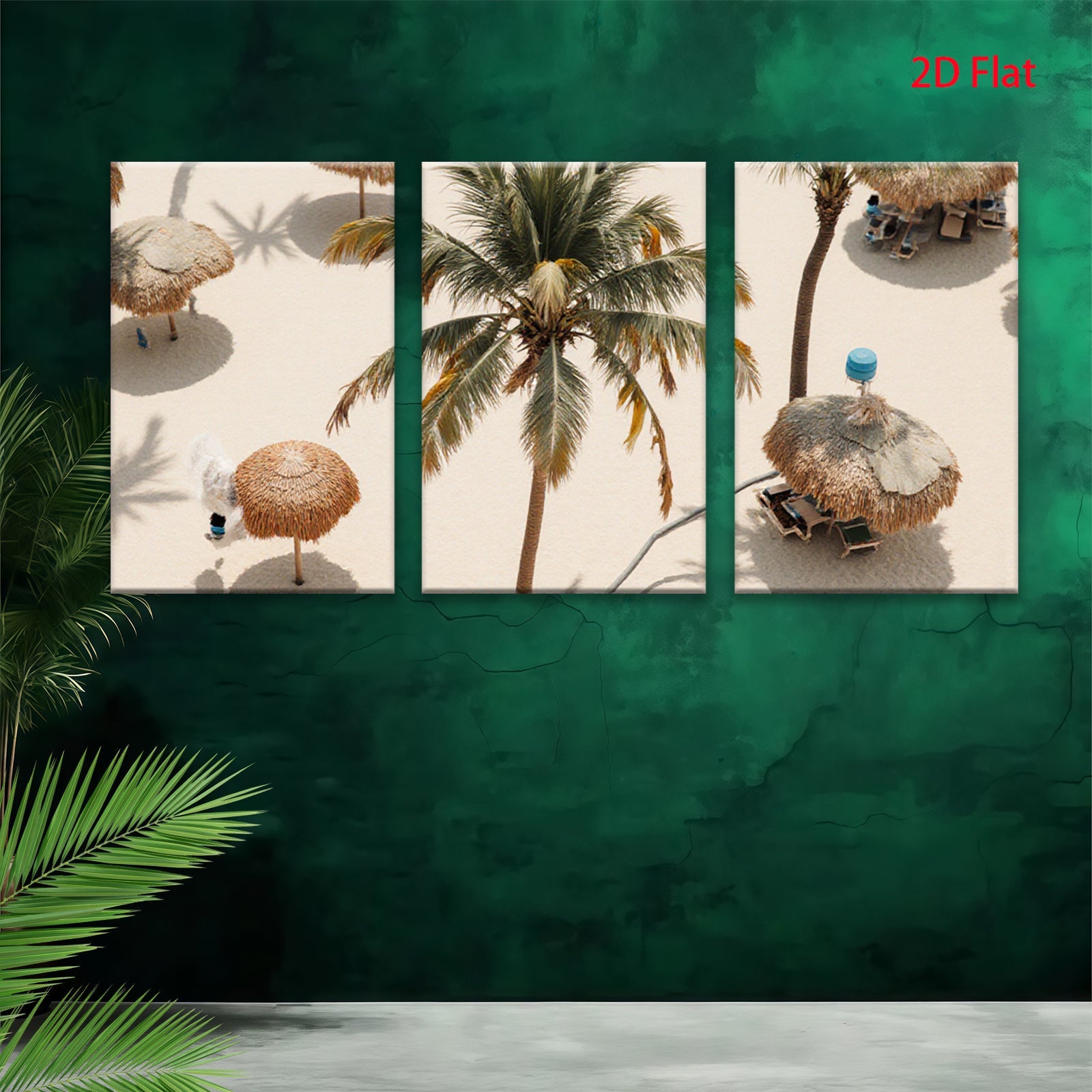 2D flat 1pc Tropical beach palm umbrellas coastal living room bedroom wall decor farmhouse style modern art canvas prints for home decoration