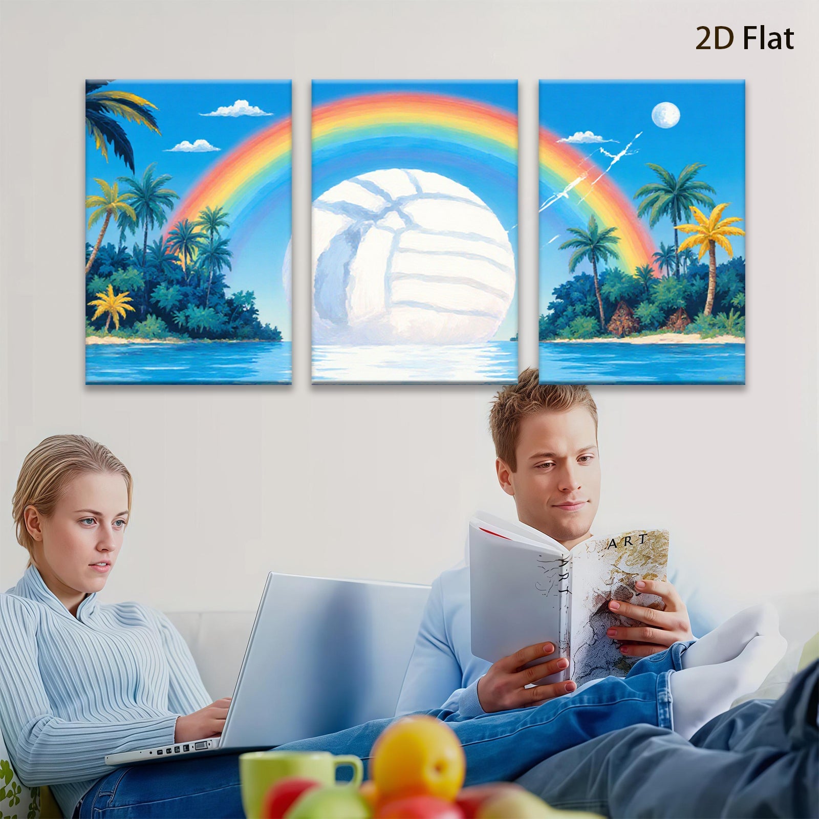 2D flat 1pc Tropical beach volleyball sunset ocean paradise wall art canvas prints for living room bedroom decor farmhouse style modern inspirational cozy aesthetic