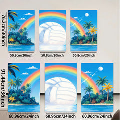 2D flat 1pc Tropical beach volleyball sunset ocean paradise wall art canvas prints for living room bedroom decor farmhouse style modern inspirational cozy aesthetic