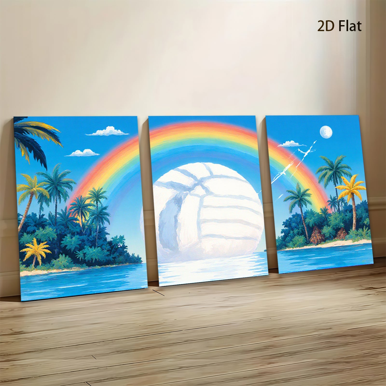 2D flat 1pc Tropical beach volleyball sunset ocean paradise wall art canvas prints for living room bedroom decor farmhouse style modern inspirational cozy aesthetic