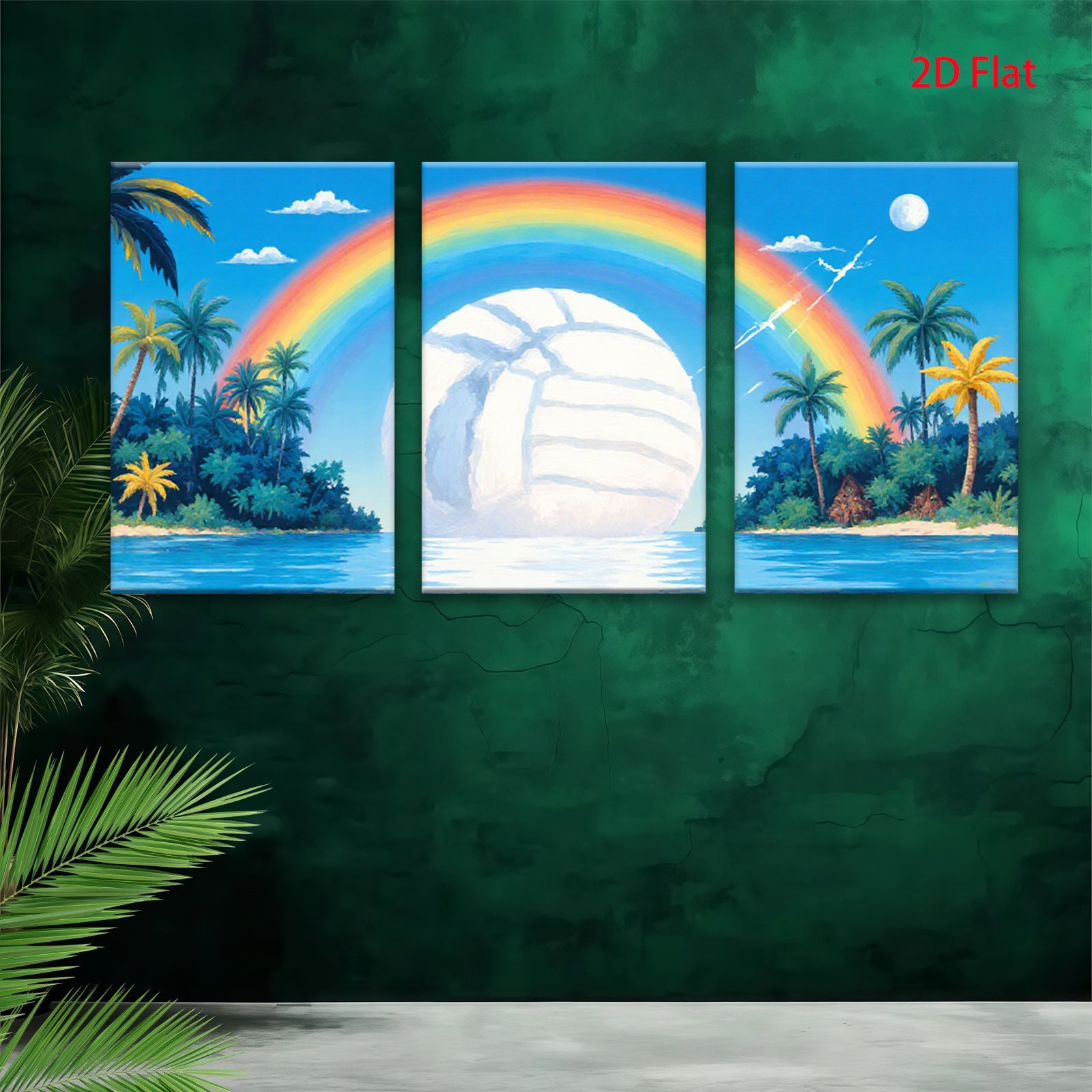 2D flat 1pc Tropical beach volleyball sunset ocean paradise wall art canvas prints for living room bedroom decor farmhouse style modern inspirational cozy aesthetic