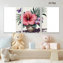 2D flat 1pc Tropical hibiscus floral botanical wall art print living room bedroom decor farmhouse style gallery wrapped canvas prints