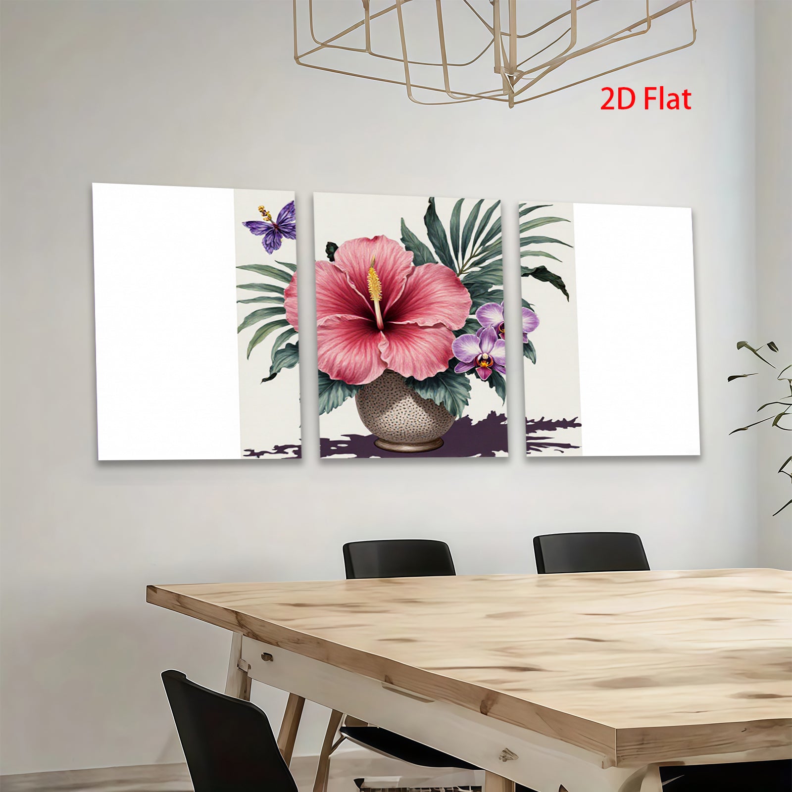 2D flat 1pc Tropical hibiscus floral botanical wall art print living room bedroom decor farmhouse style gallery wrapped canvas prints