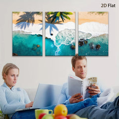 2D flat 1pc Tropical turquoise waves crashing beach paradise wall art bedroom living room decor farmhouse modern gallery wrapped canvas prints