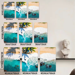 2D flat 1pc Tropical turquoise waves crashing beach paradise wall art bedroom living room decor farmhouse modern gallery wrapped canvas prints